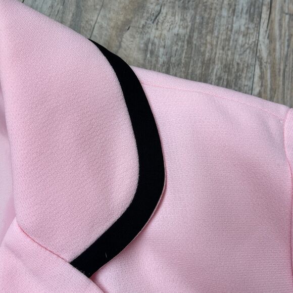 Vintage Blazer Pink and Black Jacket Medium 90s 50s Unique Bows Maximalist - Picture 10 of 12